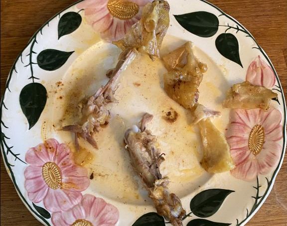 remains of chicken thighs
